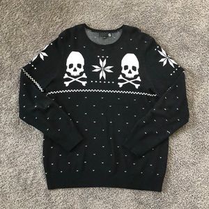G by Guess Mens Black XL Skull Sweater